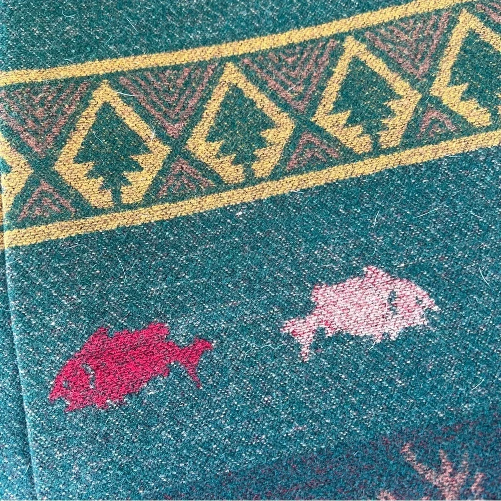 Pendleton Moose Lodge Cabin 100% Wool Reversible Duvet Cover Canoes Fish Leaves